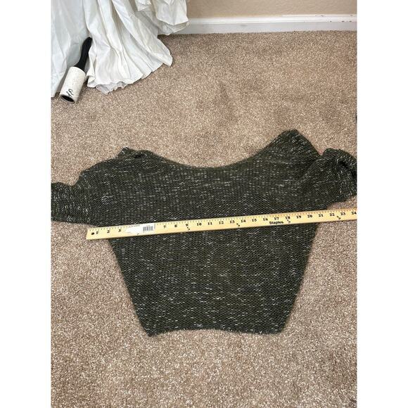 Abound olive green sweater twisted back knot loose knit crew neck SZ MD EUC - Picture 8 of 8